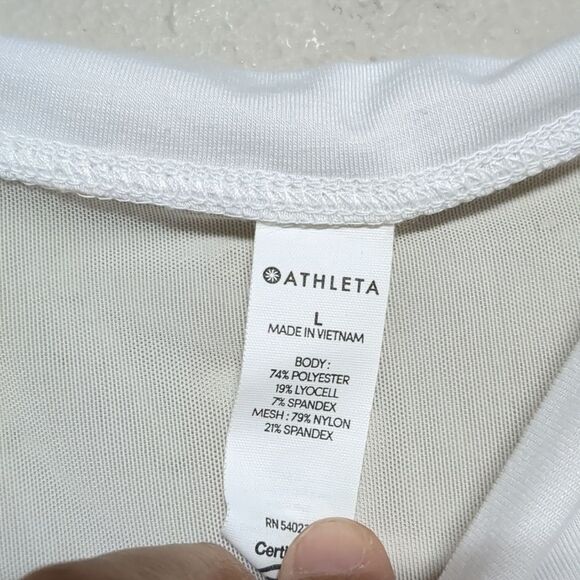 Athleta White Short Sleeve Tee Classic Crew Neck Size Large - Picture 2 of 4